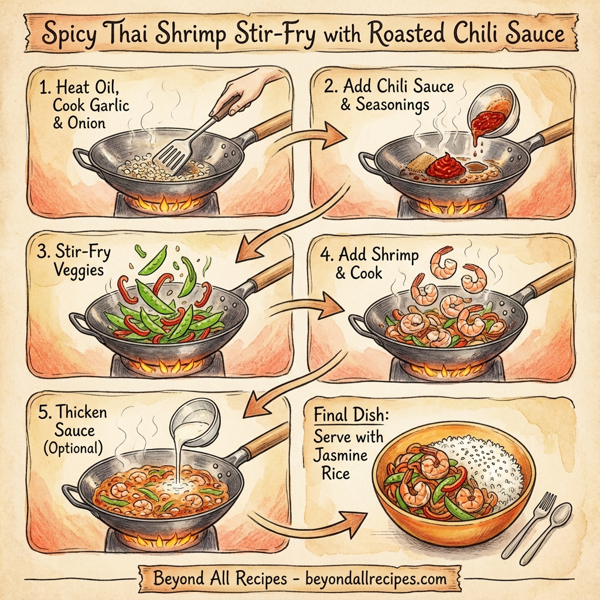 Spicy Thai Shrimp Stir-Fry with Roasted Chili Sauce instructions
