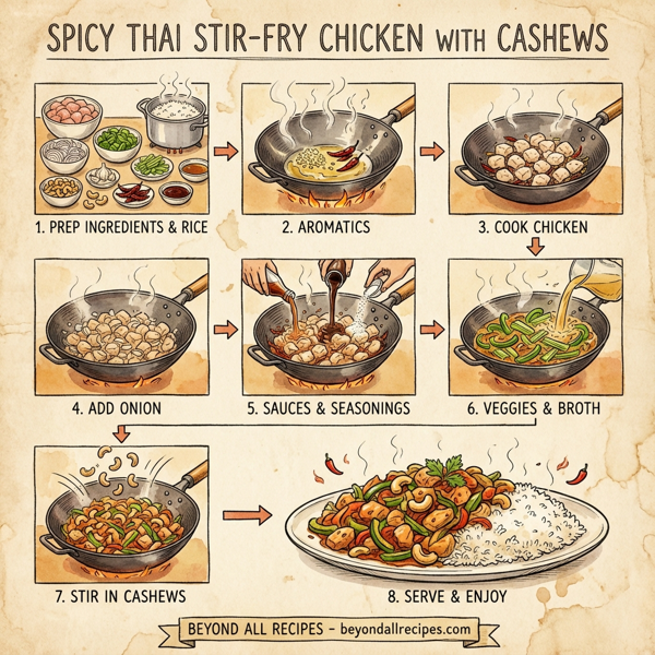 Spicy Thai Stir-Fry Chicken with Cashews instructions