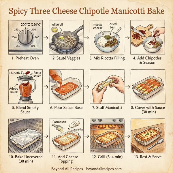 Spicy Three Cheese Chipotle Manicotti Bake instructions