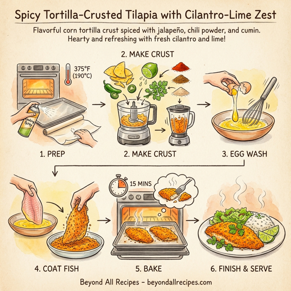 Spicy Tortilla-Crusted Tilapia with Cilantro-Lime Zest instructions