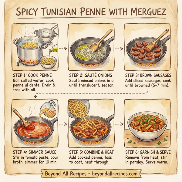 Spicy Tunisian Penne with Merguez instructions