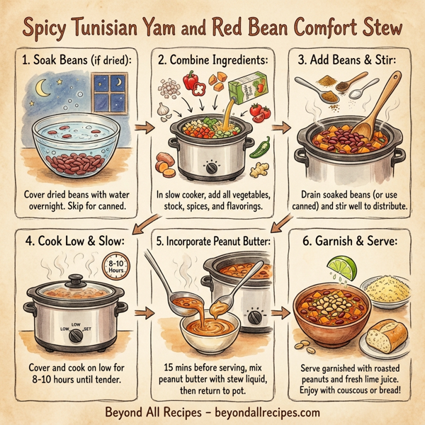 Spicy Tunisian Yam and Red Bean Comfort Stew instructions
