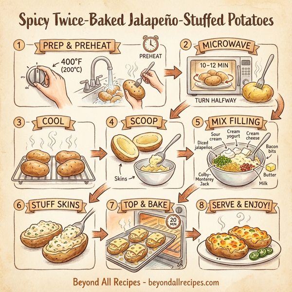 Spicy Twice-Baked Jalapeño-Stuffed Potatoes instructions