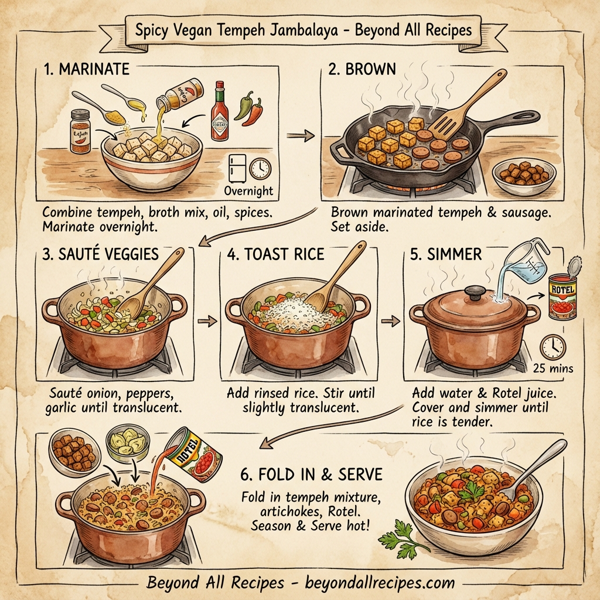 Spicy Vegan Tempeh Jambalaya instructions