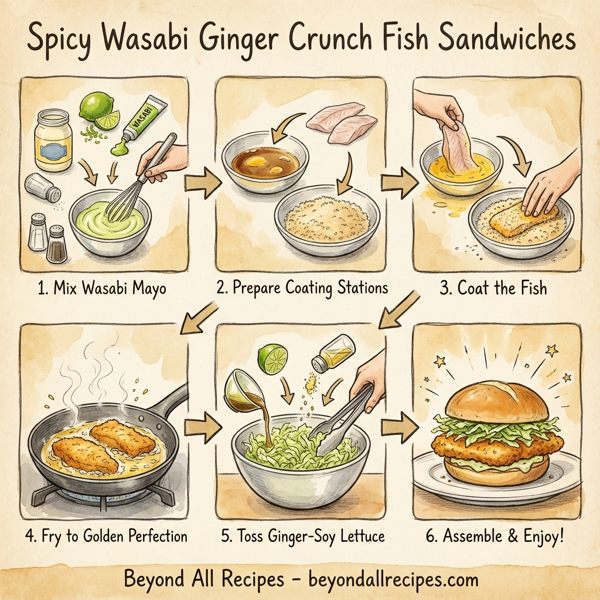 Spicy Wasabi Ginger Crunch Fish Sandwiches instructions