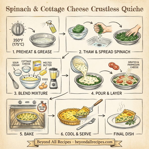 Spinach & Cottage Cheese Crustless Quiche instructions