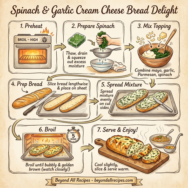Spinach & Garlic Cream Cheese Bread Delight instructions