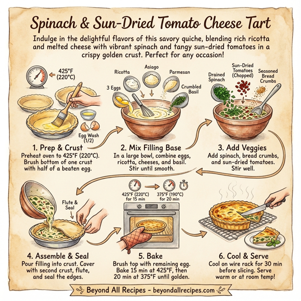 Spinach & Sun-Dried Tomato Cheese Tart instructions