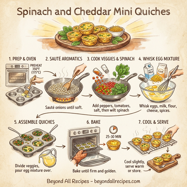 Spinach and Cheddar Mini Quiches instructions