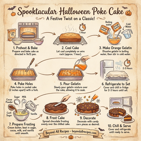 Spooktacular Halloween Poke Cake instructions