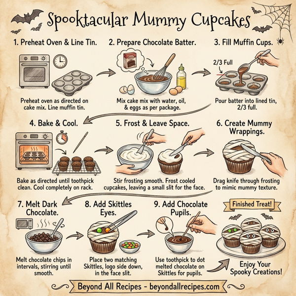 Spooktacular Mummy Cupcakes instructions