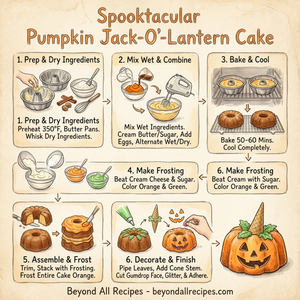 Spooktacular Pumpkin Jack-O'-Lantern Cake instructions