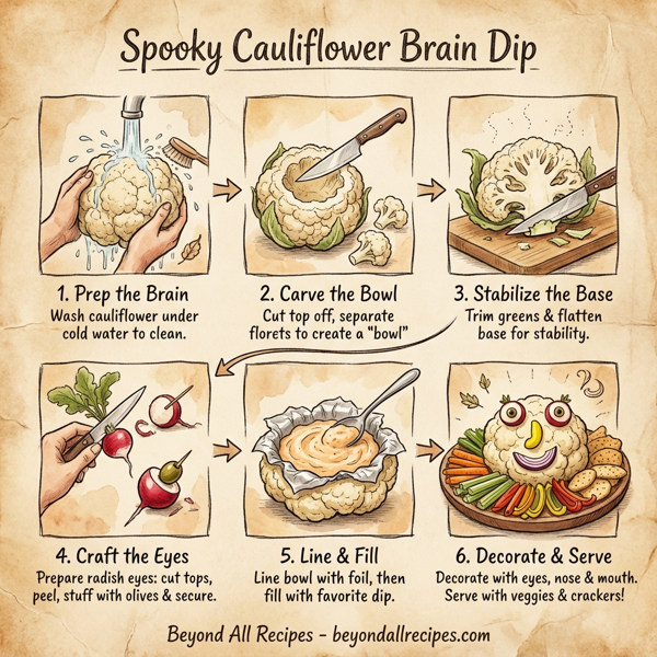 Spooky Cauliflower Brain Dip instructions