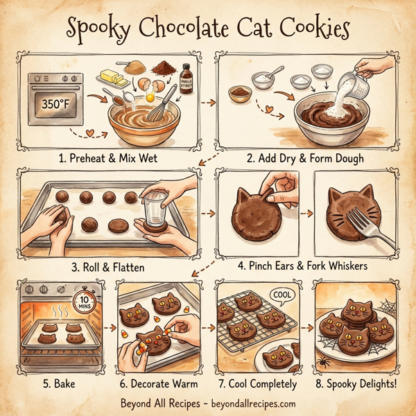 Spooky Chocolate Cat Cookies instructions