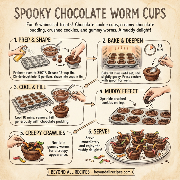 Spooky Chocolate Worm Cups instructions