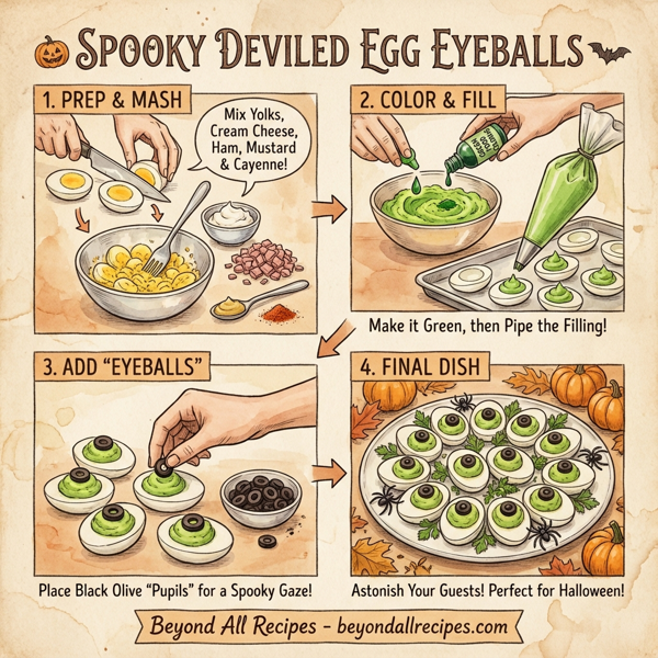 Spooky Deviled Egg Eyeballs instructions
