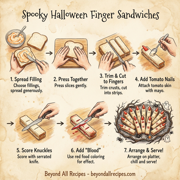 Spooky Halloween Finger Sandwiches instructions