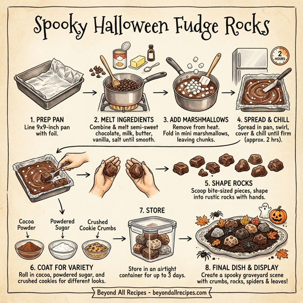 Spooky Halloween Fudge Rocks instructions