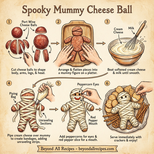 Spooky Mummy Cheese Ball instructions