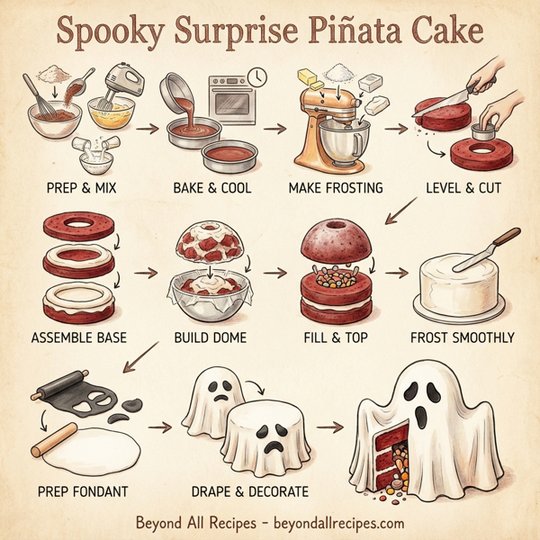 Spooky Surprise Piñata Cake instructions