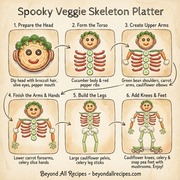 Spooky Veggie Skeleton Platter instructions