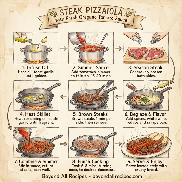 Steak Pizzaiola with Fresh Oregano Tomato Sauce instructions