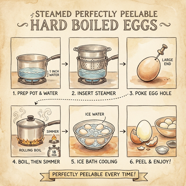 Steamed Perfectly Peelable Hard Boiled Eggs instructions
