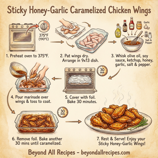 Sticky Honey-Garlic Caramelized Chicken Wings instructions