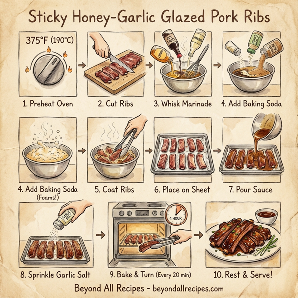 Sticky Honey-Garlic Glazed Pork Ribs instructions