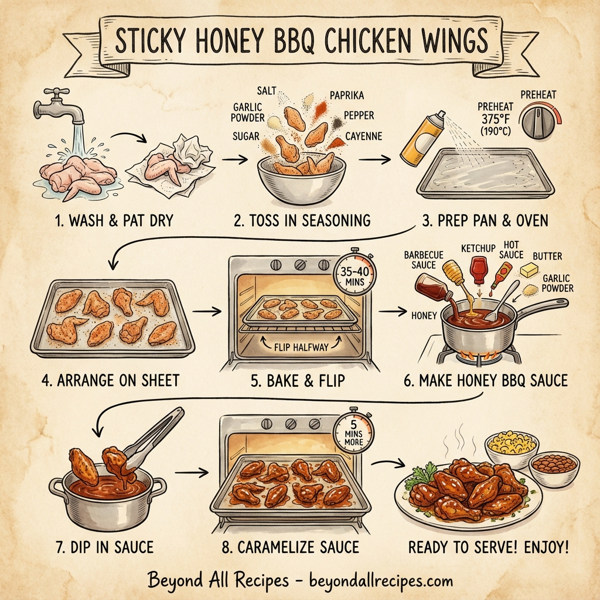 Sticky Honey BBQ Chicken Wings instructions