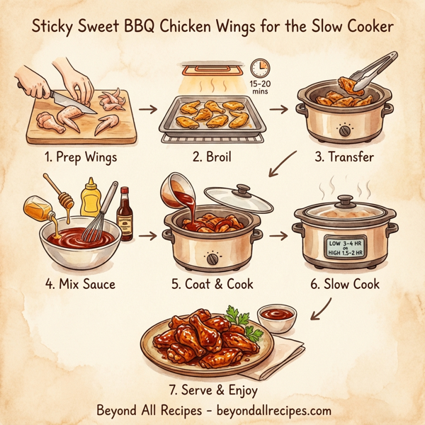 Sticky Sweet BBQ Chicken Wings for the Slow Cooker instructions