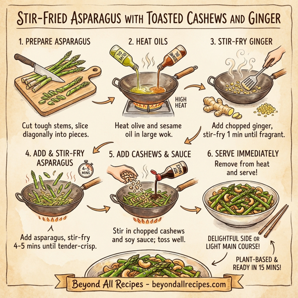 Stir-Fried Asparagus with Toasted Cashews and Ginger instructions