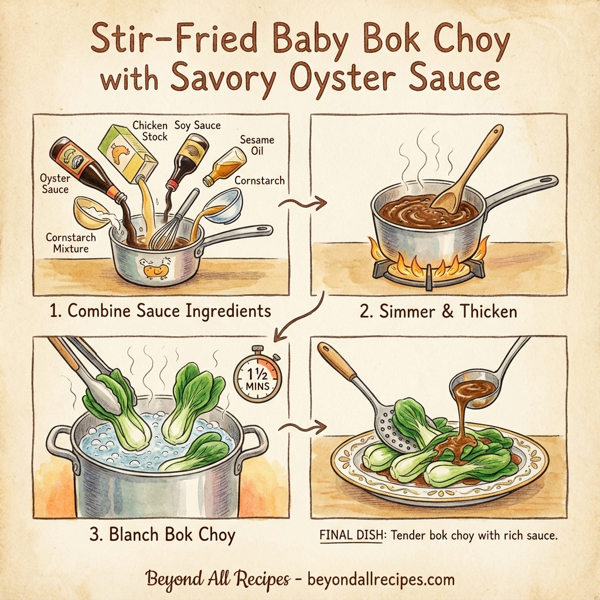 Stir-Fried Baby Bok Choy with Savory Oyster Sauce instructions