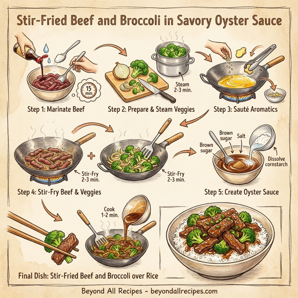 Stir-Fried Beef and Broccoli in Savory Oyster Sauce instructions