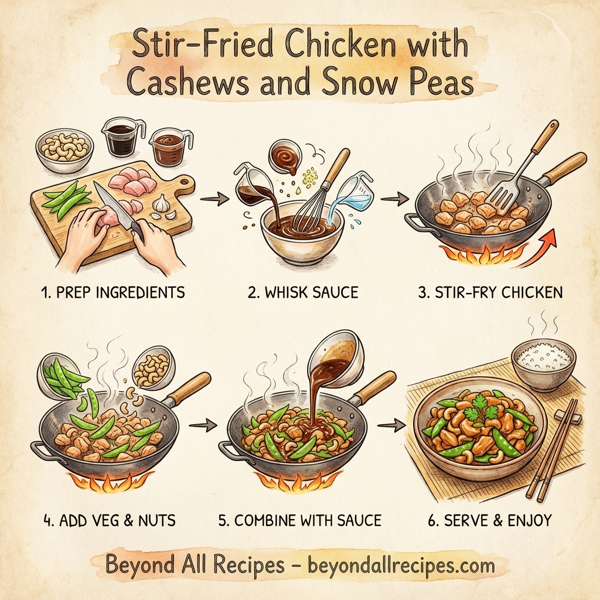 Stir-Fried Chicken with Cashews and Snow Peas instructions
