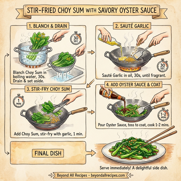 Stir-Fried Choy Sum with Savory Oyster Sauce instructions