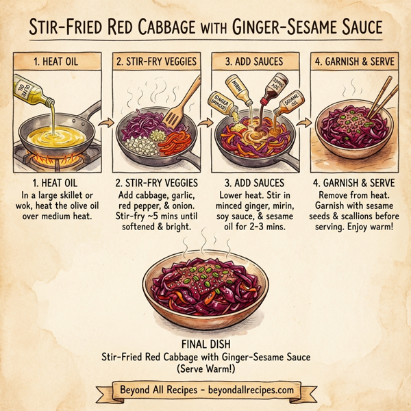 Stir-Fried Red Cabbage with Ginger-Sesame Sauce instructions