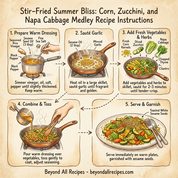 Stir-Fried Summer Bliss: Corn, Zucchini, and Napa Cabbage Medley instructions