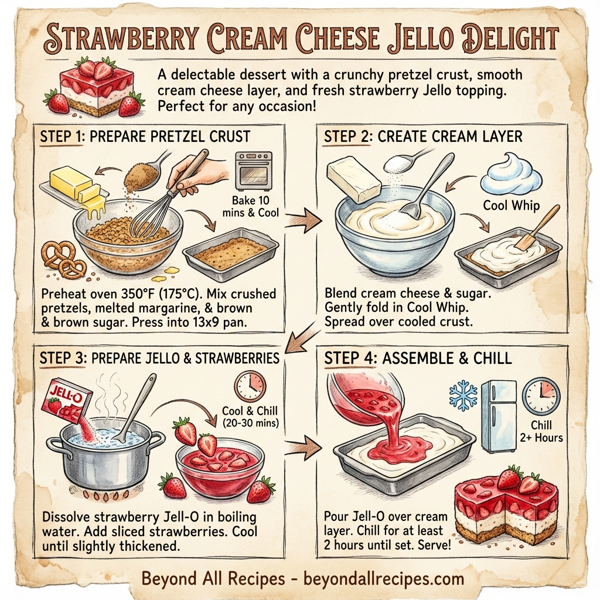 Strawberry Cream Cheese Jello Delight instructions