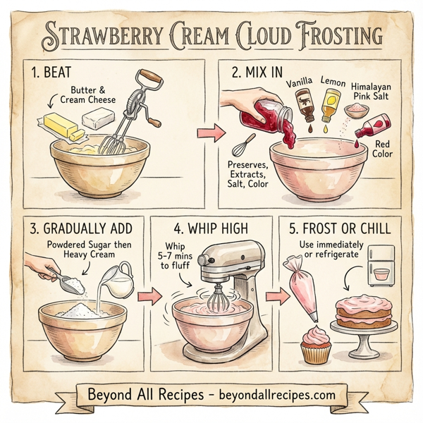 Strawberry Cream Cloud Frosting instructions