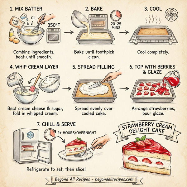 Strawberry Cream Delight Cake instructions