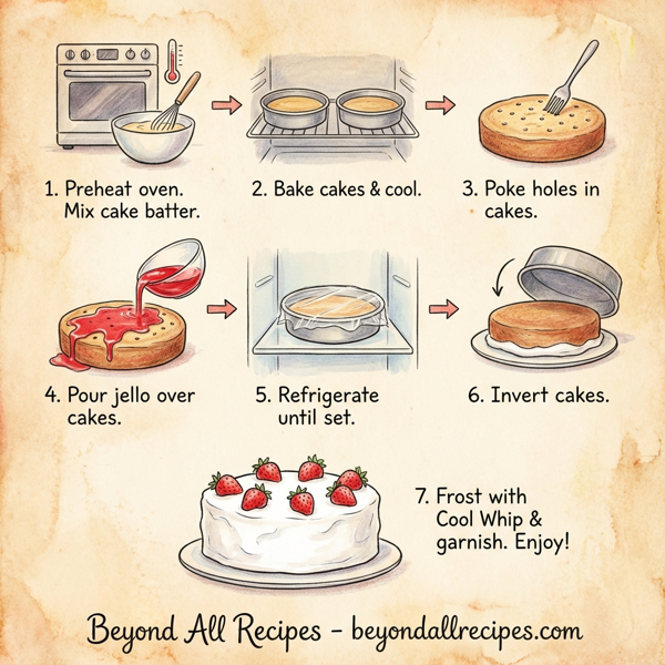 Strawberry Delight Jello Cake instructions