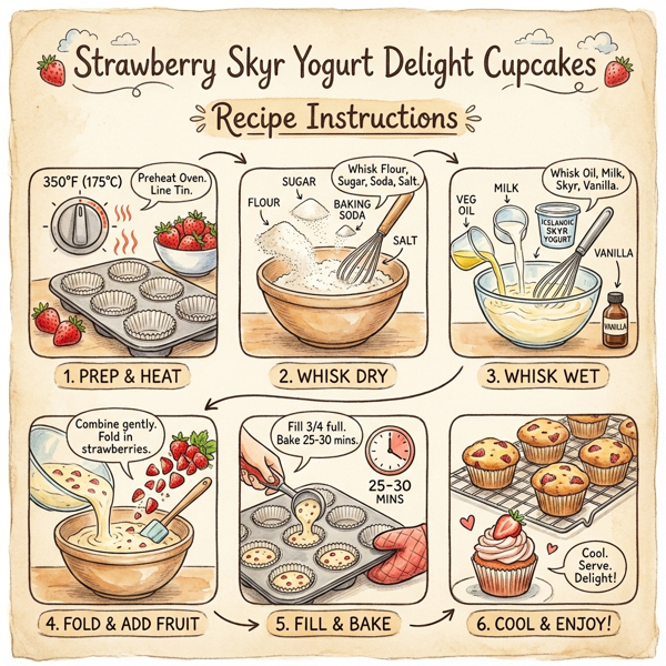 Strawberry Skyr Yogurt Delight Cupcakes instructions