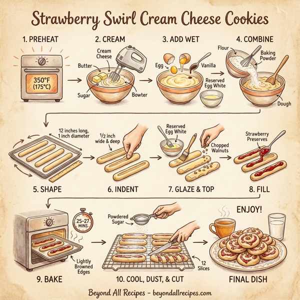 Strawberry Swirl Cream Cheese Cookies instructions