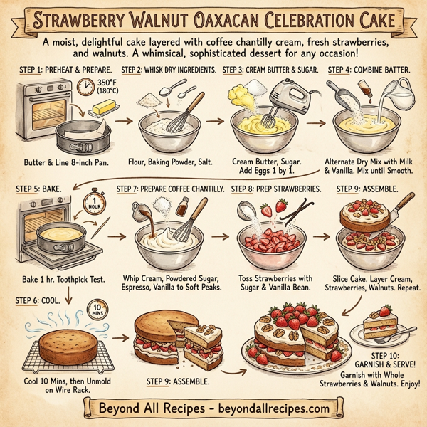 Strawberry Walnut Oaxacan Celebration Cake instructions