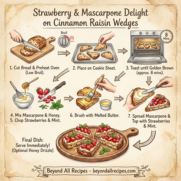 Strawberry & Mascarpone Delight on Cinnamon Raisin Wedges instructions