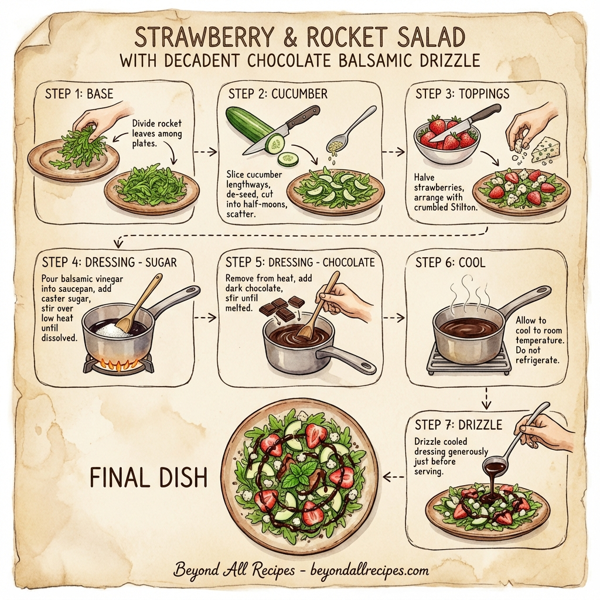 Strawberry & Rocket Salad with Decadent Chocolate Balsamic Drizzle instructions