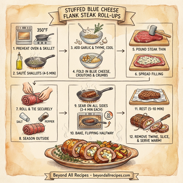 Stuffed Blue Cheese Flank Steak Roll-Ups instructions