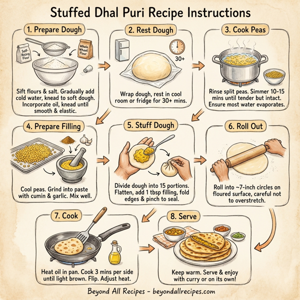 Stuffed Dhal Puri instructions