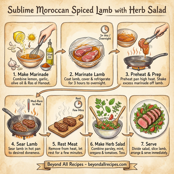 Sublime Moroccan Spiced Lamb with Herb Salad instructions